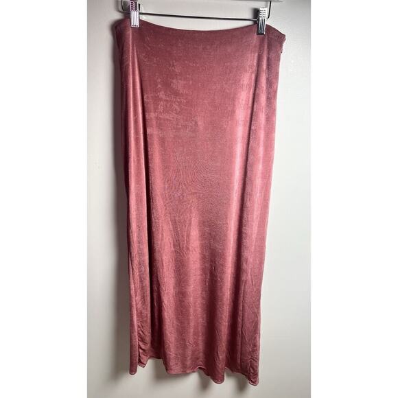 ALEXIA ADMOR Jeanette Drape Front MIDI Slinky Stretchy Blush Skirt Large NEW - Picture 3 of 10